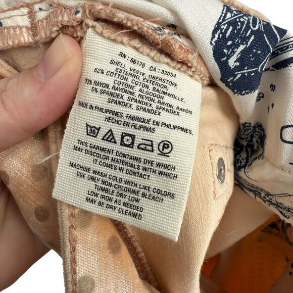 ANTHROPOLOGIE Pilcro Velvet Jeans 32P PETITE Skinny Peach Polka Dot High Rise - Picture 11 of 15